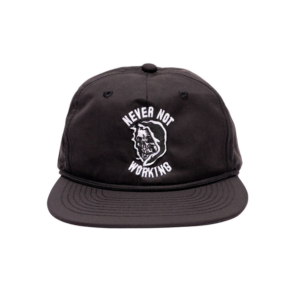 Never Not Working - 5 panel Black Snapback